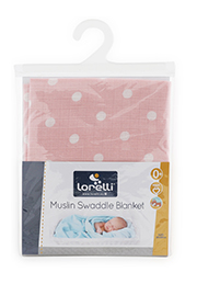 Пелёнка Lorelli Muslin Swaddle Blanket 80x80 cm, Pink Dots /10340091903/